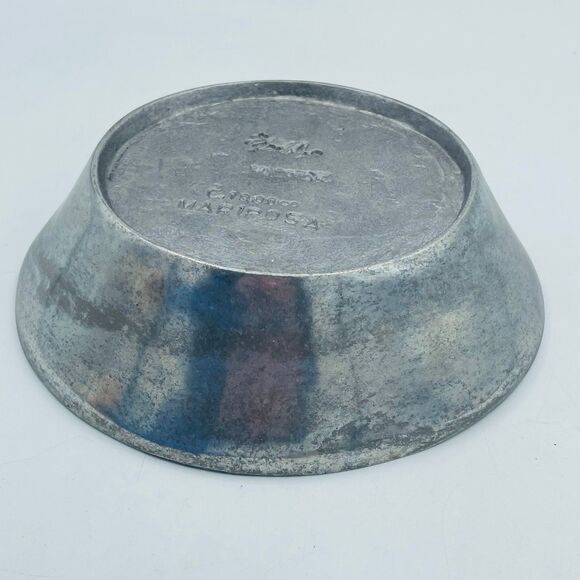 Vintage Pewter Bowl w/ Bunny Rabbit Mariposa Silver 1990 Mexico - Picture 5 of 6